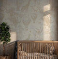 Light Brown Safari Toile Wallpaper: Kids Room Animal Wall Mural