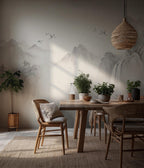Asian Ink Wash Mountain Wallpaper: Peel and Stick Wall Mural - View 3