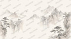 Asian Ink Wash Mountain Wallpaper: Peel and Stick Wall Mural - View 5