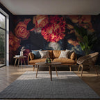 Dark Floral Wallpaper: Peony Peel and Stick Wallpaper - View 2