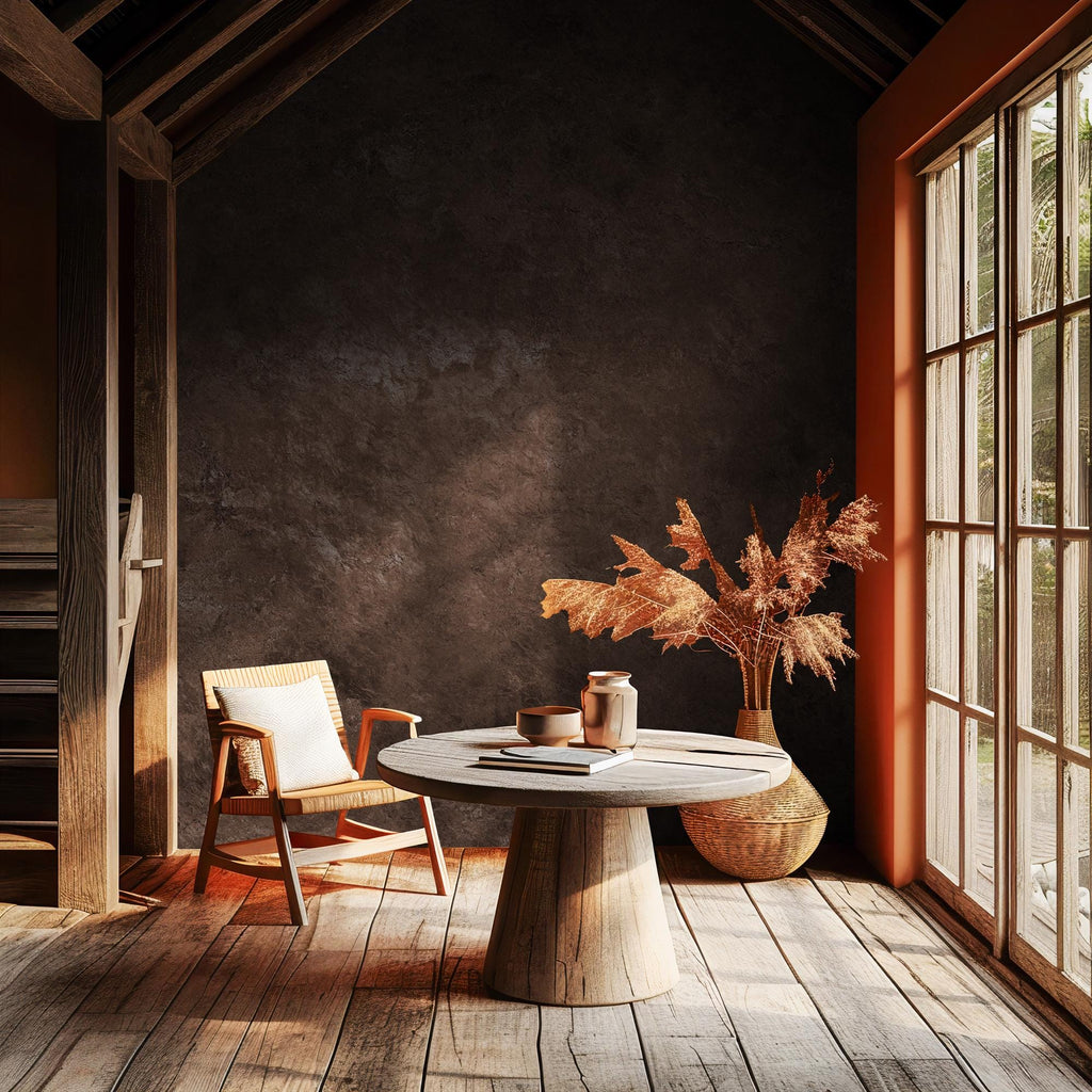 Brown Concrete Texture Wallpaper: Industrial Peel and Stick Wall Mural - View 2