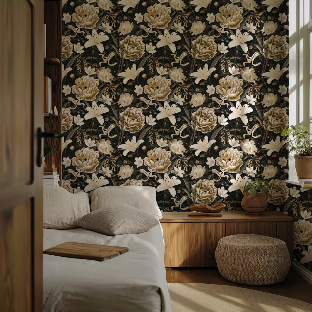 Vintage Peony Wallpaper,Floral Peel and Stick Wall Art - View 2