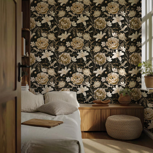 Vintage Peony Wallpaper,Floral Peel and Stick Wall Art - View 2