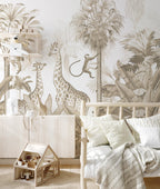 Brown & Ivory Safari Wallpaper Peel and Stick, Kids Room Decor - View 2