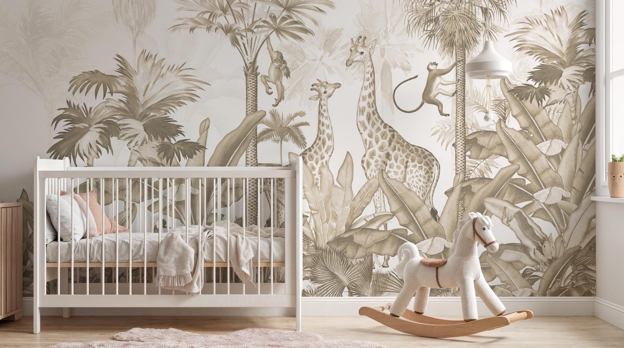 Brown & Ivory Safari Wallpaper Peel and Stick, Kids Room Decor - View 4