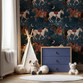 Unicorn Horse Kids Wallpaper with Stars and Moon: Peel and Stick Wall Mural