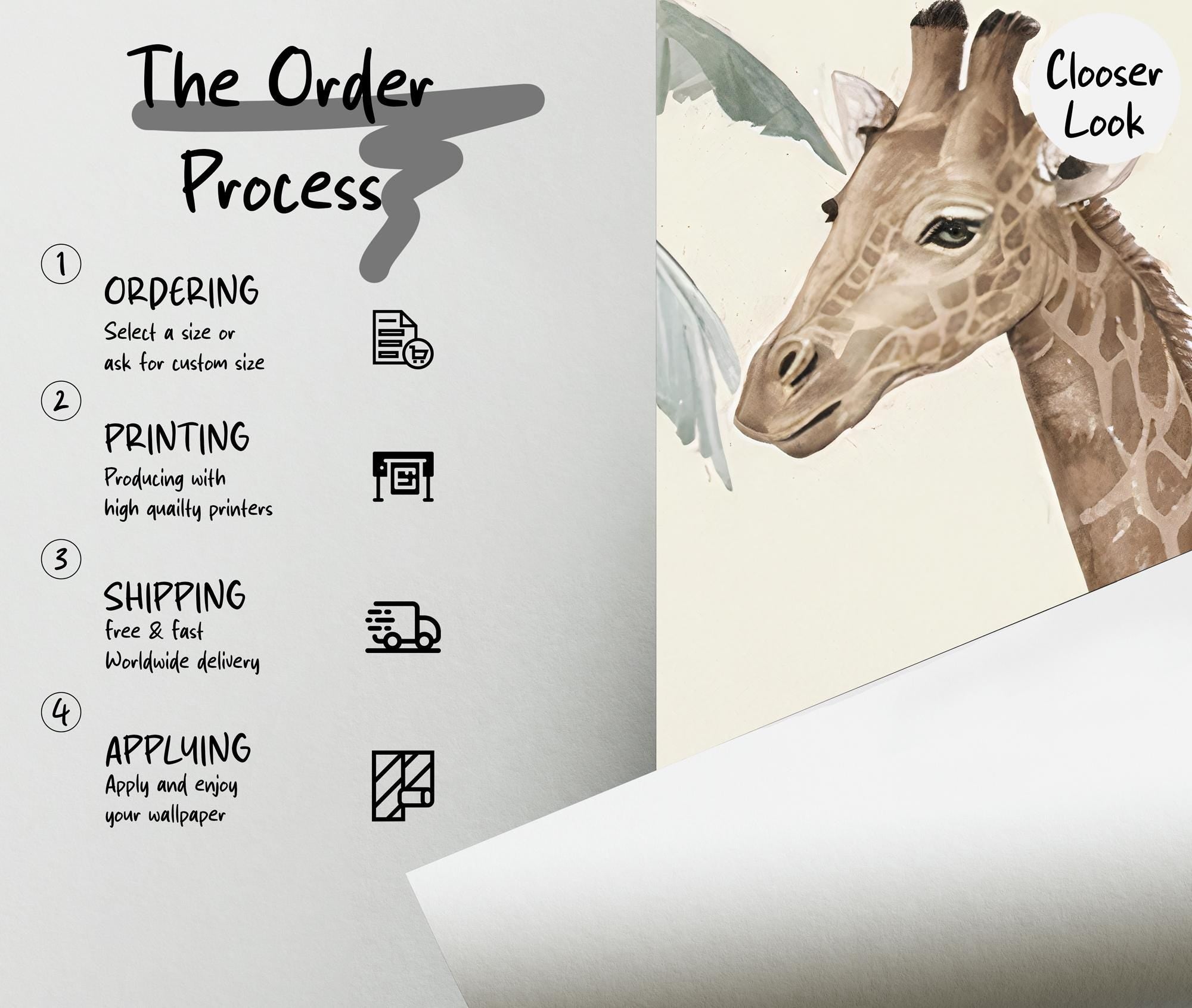 Safari Animals Nursery Wallpaper: Jungle Peel and Stick Wall Mural - View 5