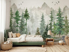 Forest Mountain Wallpaper: Kids Room Peel & Stick Wall Mural - View 6