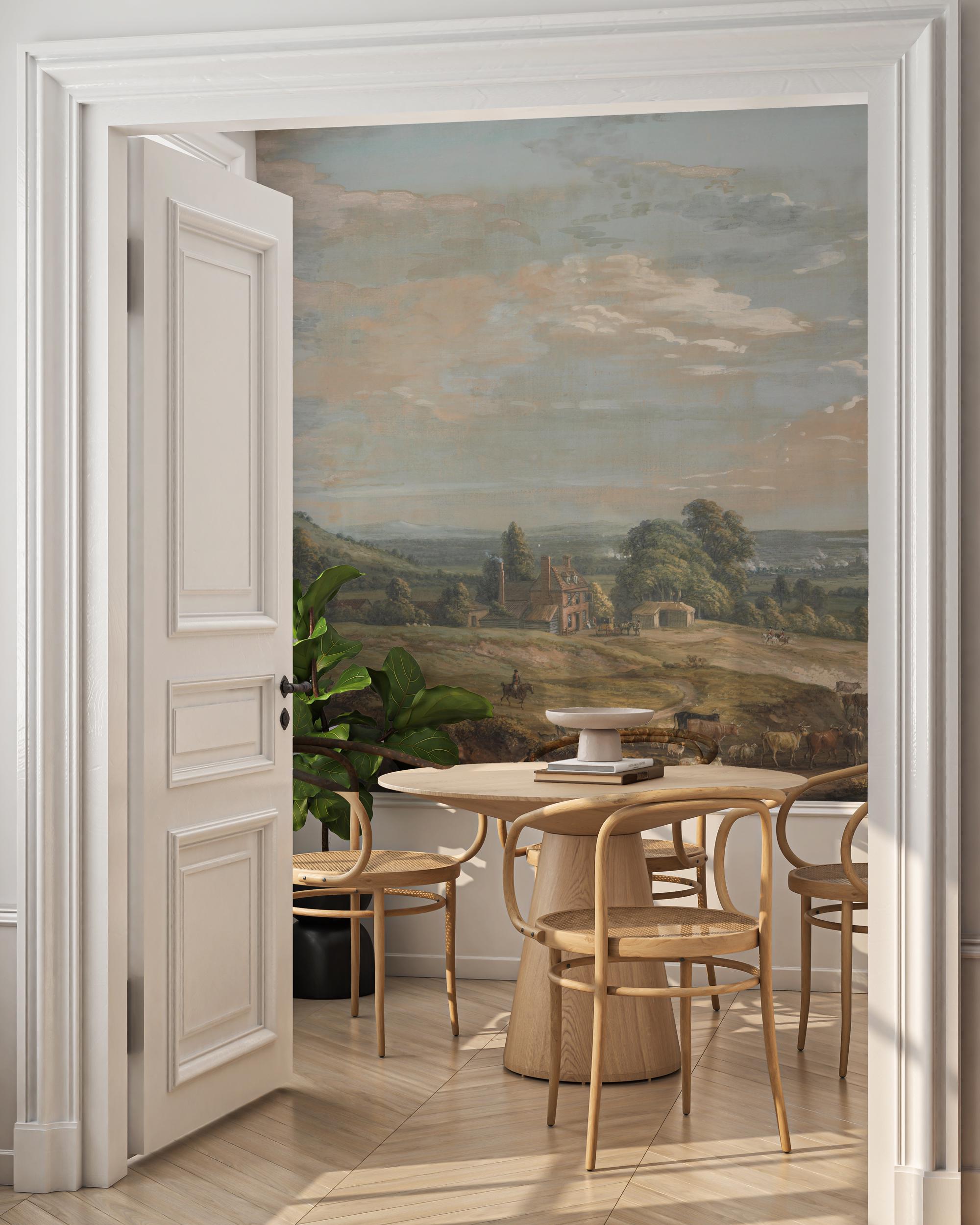 Vintage Countryside Peel and Stick Wallpaper, Landscape Wall Mural - View 4