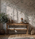 Beige Floral Bird Wallpaper: Peel and Stick Wall Mural