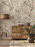 Vintage Floral Bird Wallpaper: Peel and Stick Wall Mural