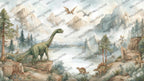 Dinosaur Nursery Wallpaper: Mountain Landscape Peel and Stick Wall Mural - View 6