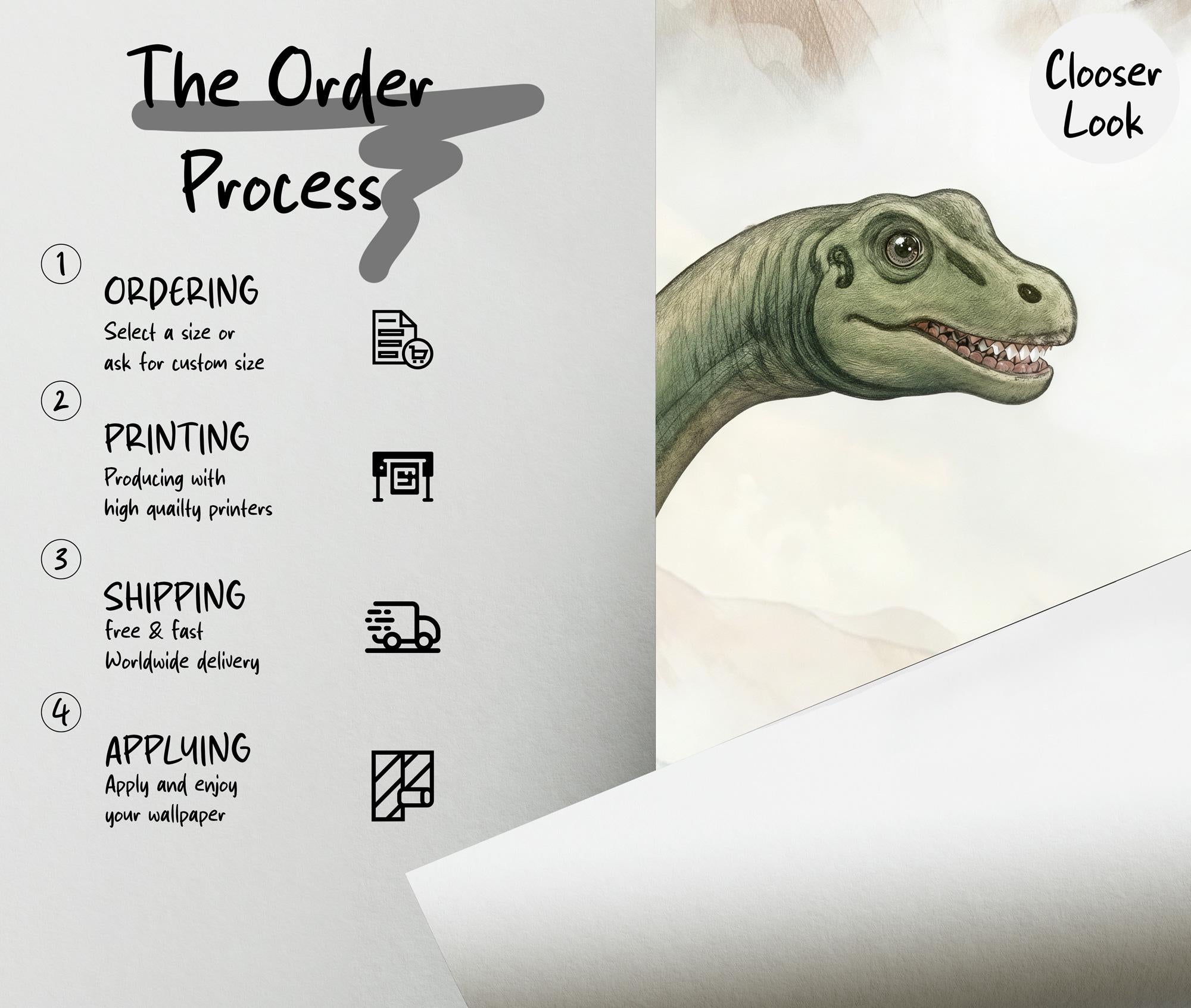 Dinosaur Nursery Wallpaper: Mountain Landscape Peel and Stick Wall Mural - View 5