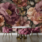 Vintage Dark Floral Peony Wallpaper: Peel and Stick Wall Mural - View 2