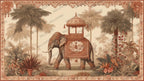 Vintage Elephant Tropical Toile Wallpaper: Peel and Stick Wall Mural - View 6