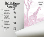 Pink Safari Animals Toile Wallpaper: Peel and Stick Wall Mural - View 5