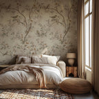 Vintage Floral Bird Wallpaper: Peel and Stick Wall Mural - View 4