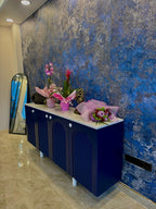 Blue Concrete Peel and Stick Wallpaper, Marble Mural