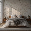 Neutral Floral Bird Wallpaper: Peel and Stick Wall Mural