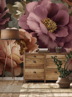 Vintage Dark Floral Peony Wallpaper: Peel and Stick Wall Mural - View 3