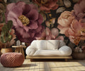 Vintage Dark Floral Peony Wallpaper: Peel and Stick Wall Mural