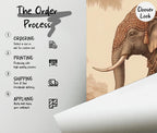 Vintage Elephant Tropical Toile Wallpaper: Peel and Stick Wall Mural - View 5