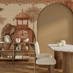Vintage Elephant Tropical Toile Wallpaper: Peel and Stick Wall Mural - View 2
