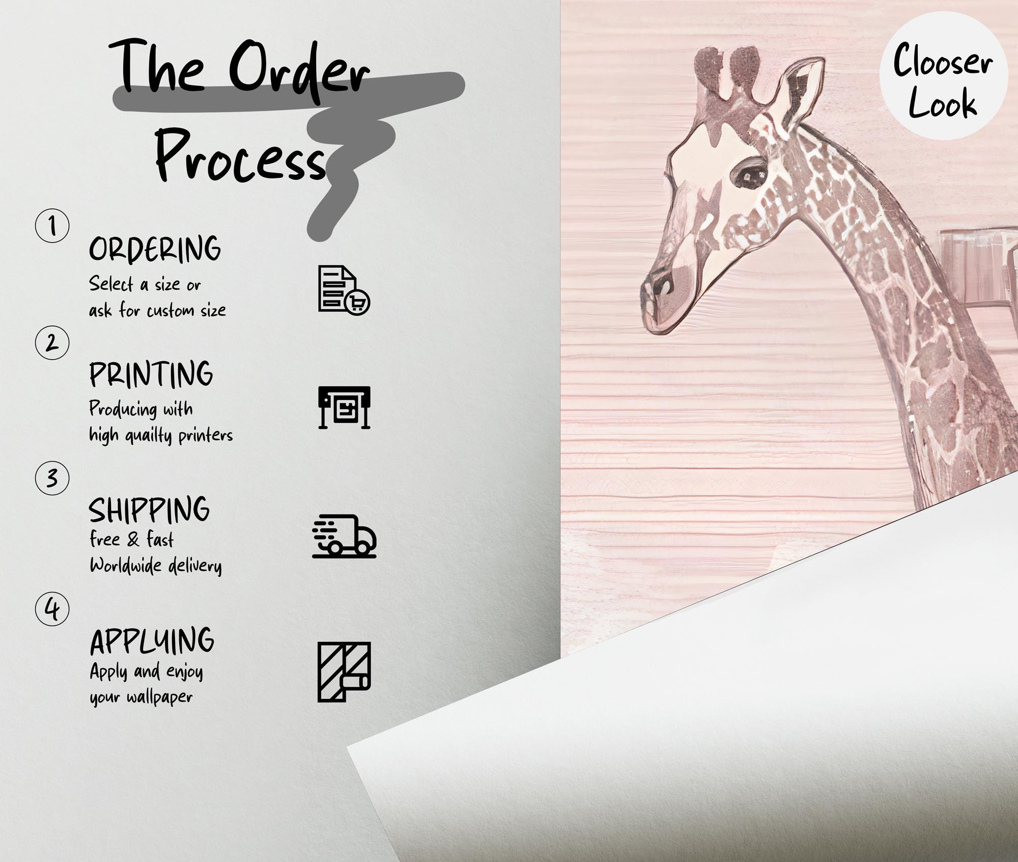 Safari Animals Nursery Wallpaper: Peel and Stick Wall Mural - Custom Size - View 5
