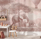 Safari Animals Nursery Wallpaper: Peel and Stick Wall Mural - Custom Size - View 3