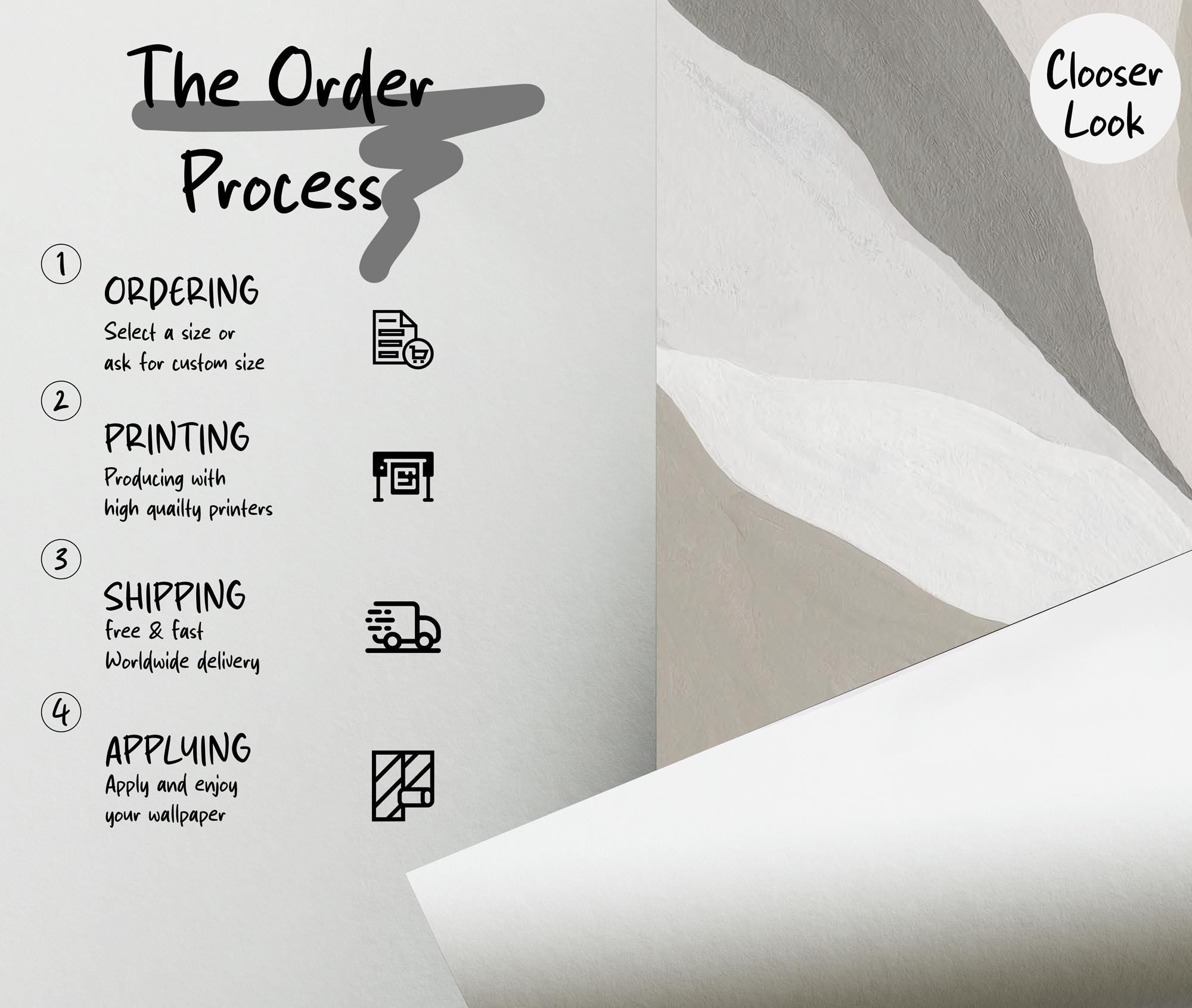 Neutral Abstract Modern Wallpaper: Peel and Stick Wall Mural - View 5