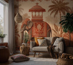 Exotic Elephant Tropical Wallpaper: Peel and Stick Wall Mural - View 3