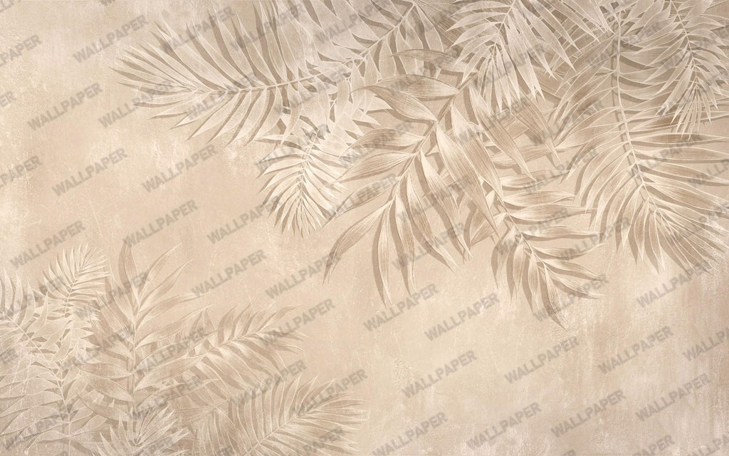 Beige Tropical Leaf Wallpaper: Peel and Stick Wall Mural - View 6