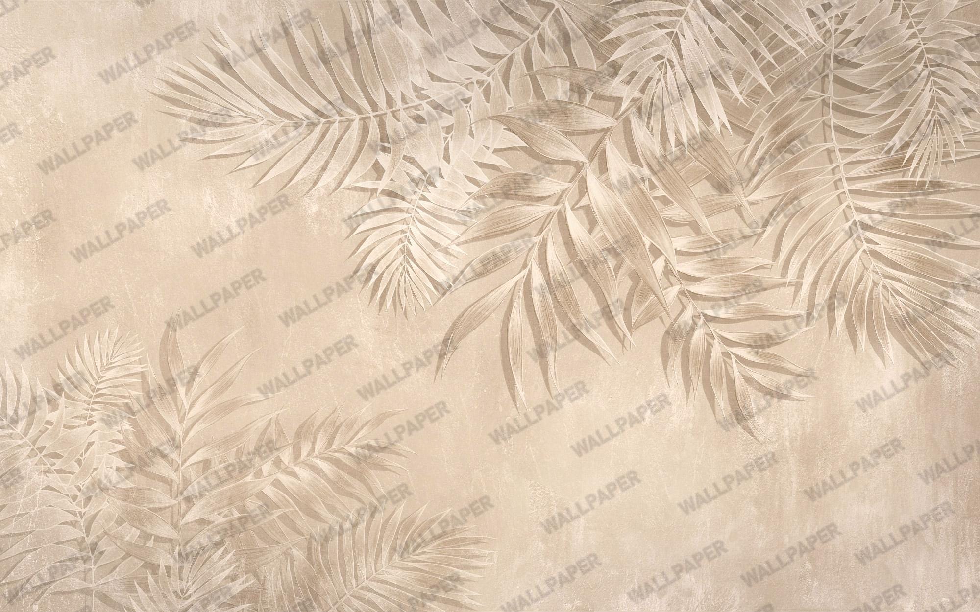 Beige Tropical Leaf Wallpaper: Peel and Stick Wall Mural - View 6