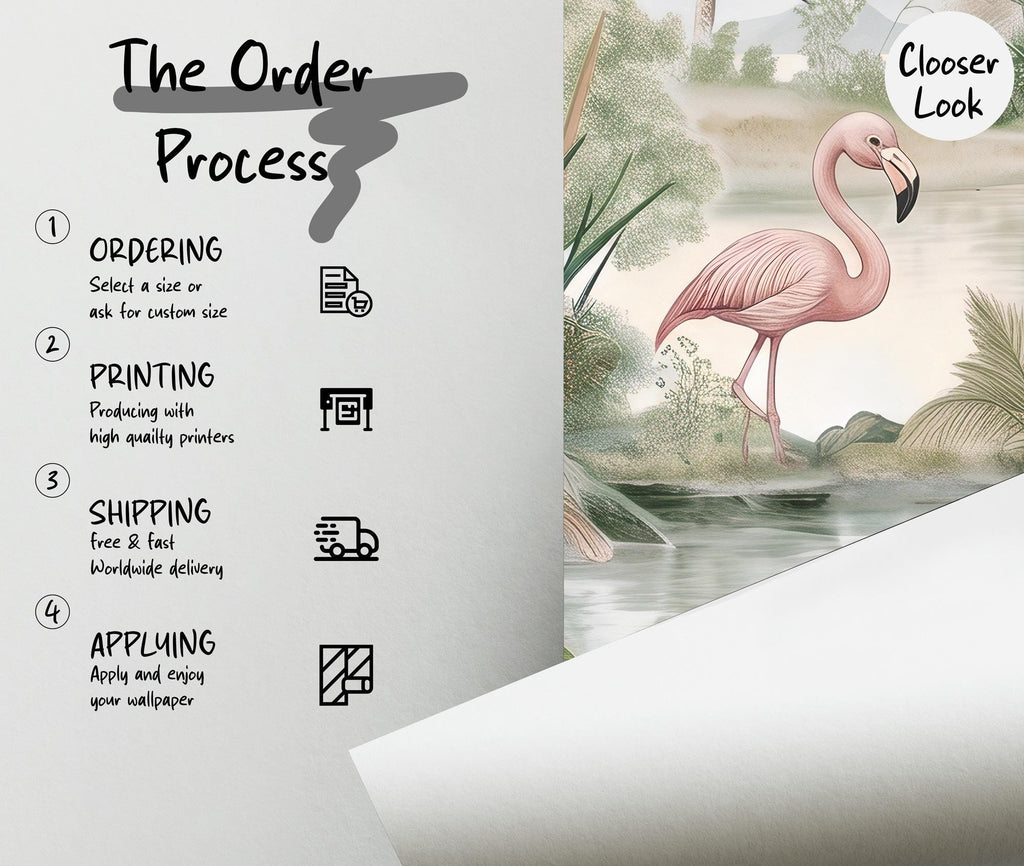 Tropical Jungle Landscape Walpaper: Peel and Stick Wall Mural - View 8