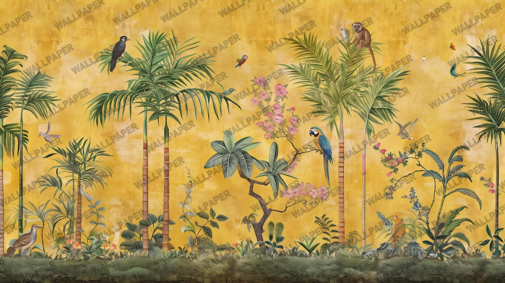 Tropical Jungle Animals Wallpaper: Peel and Stick Wall Mural - View 9