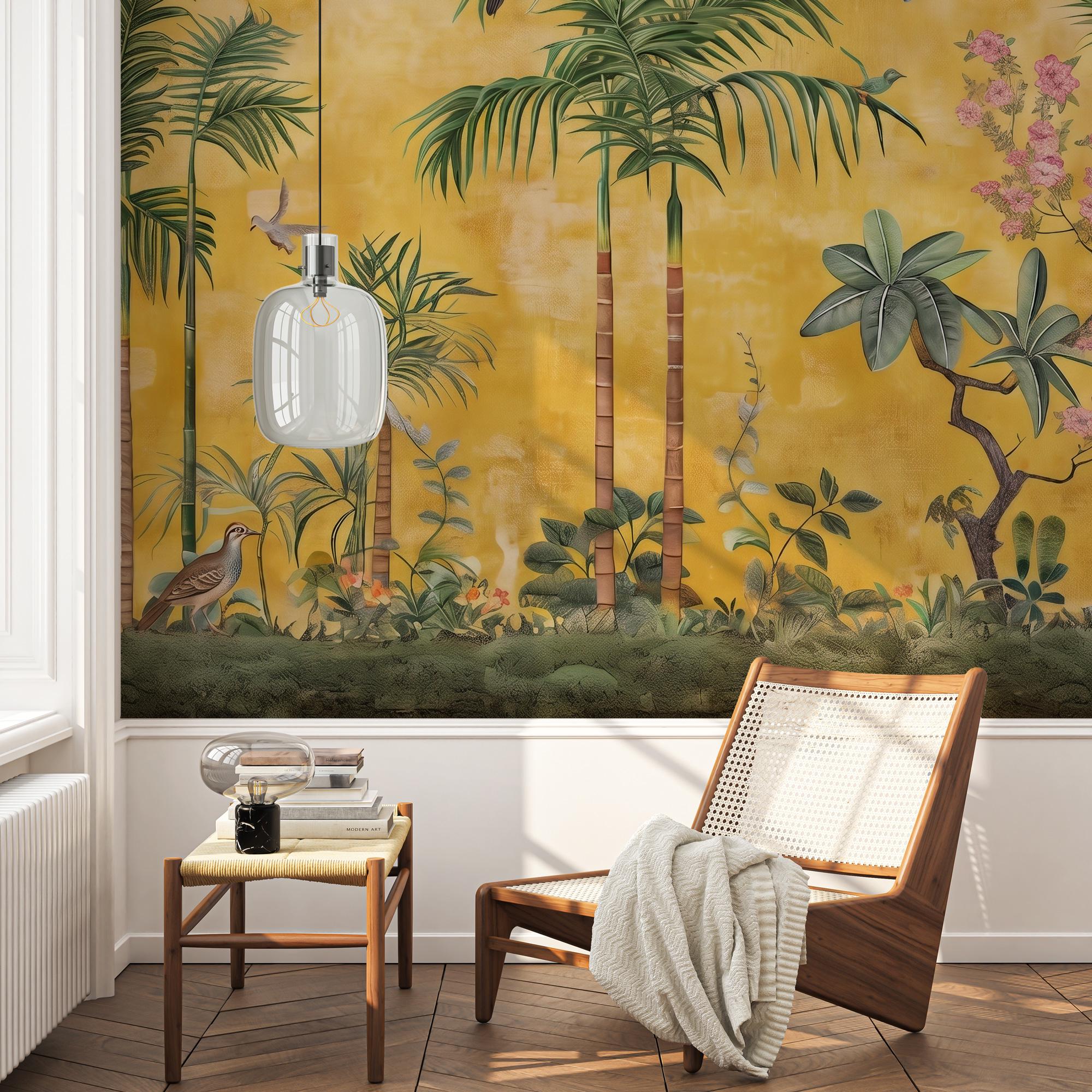 Tropical Jungle Animals Wallpaper: Peel and Stick Wall Mural - View 3