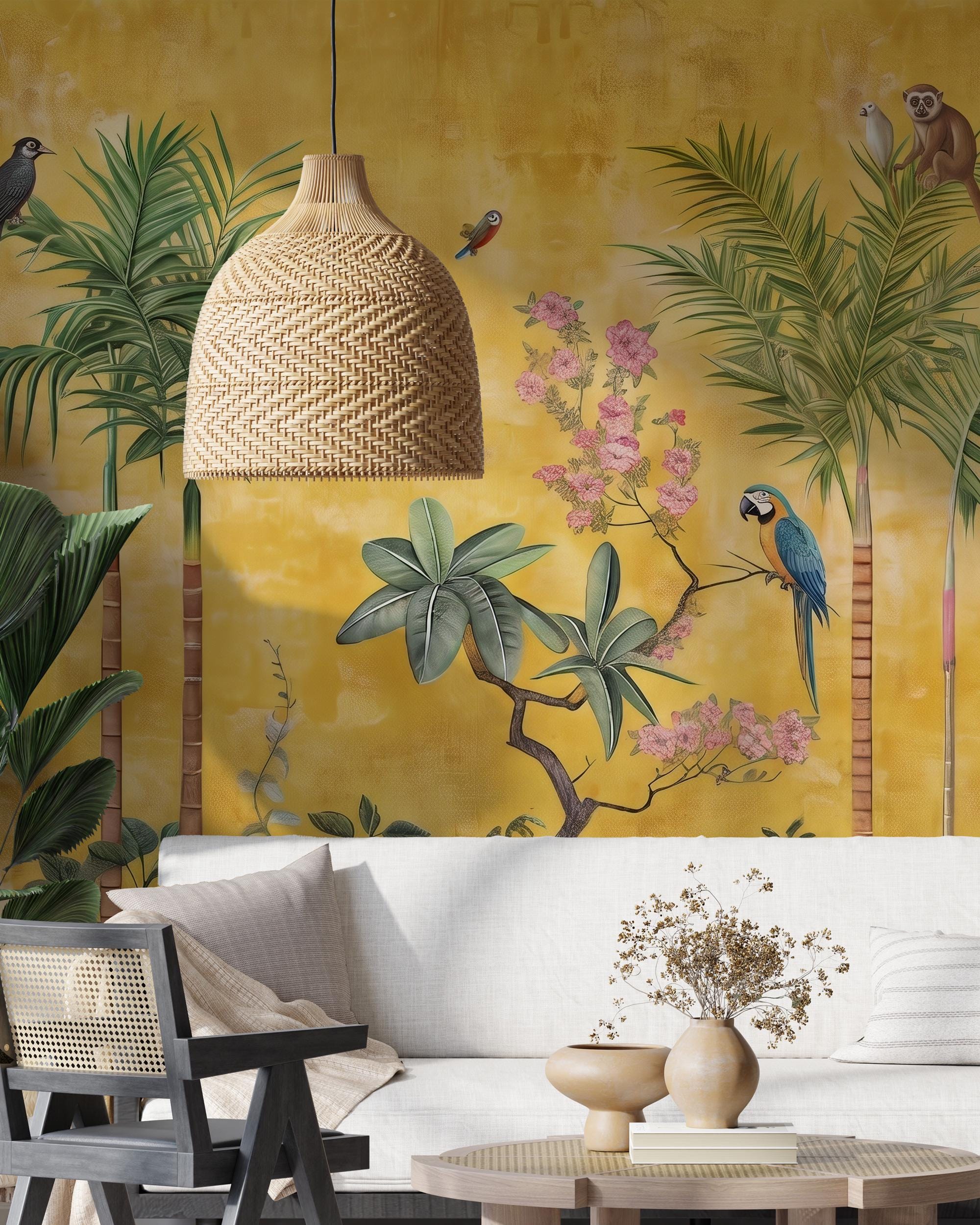 Tropical Jungle Animals Wallpaper: Peel and Stick Wall Mural - View 7