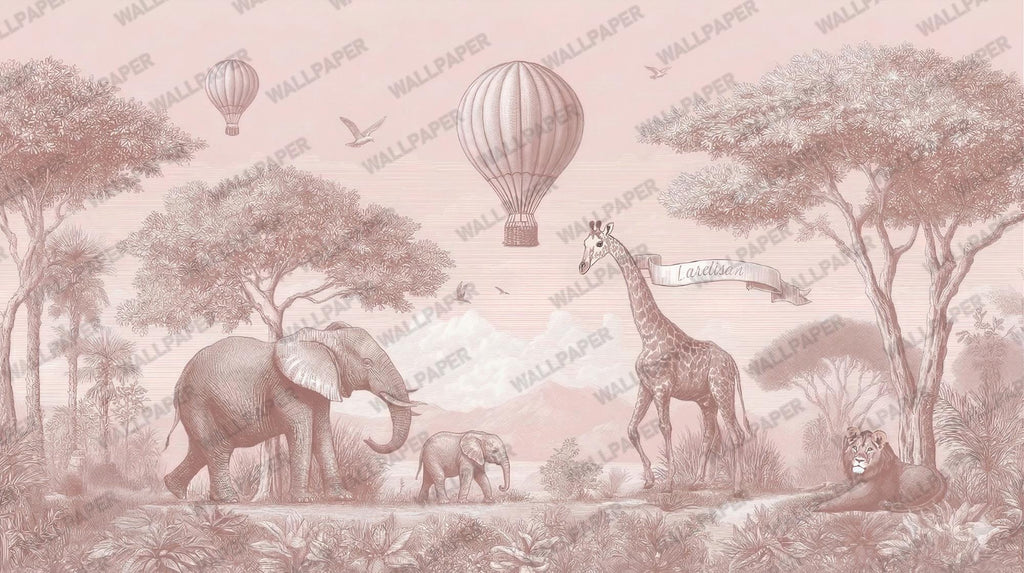 Safari Animals Nursery Wallpaper: Peel and Stick Wall Mural - Custom Size - View 6