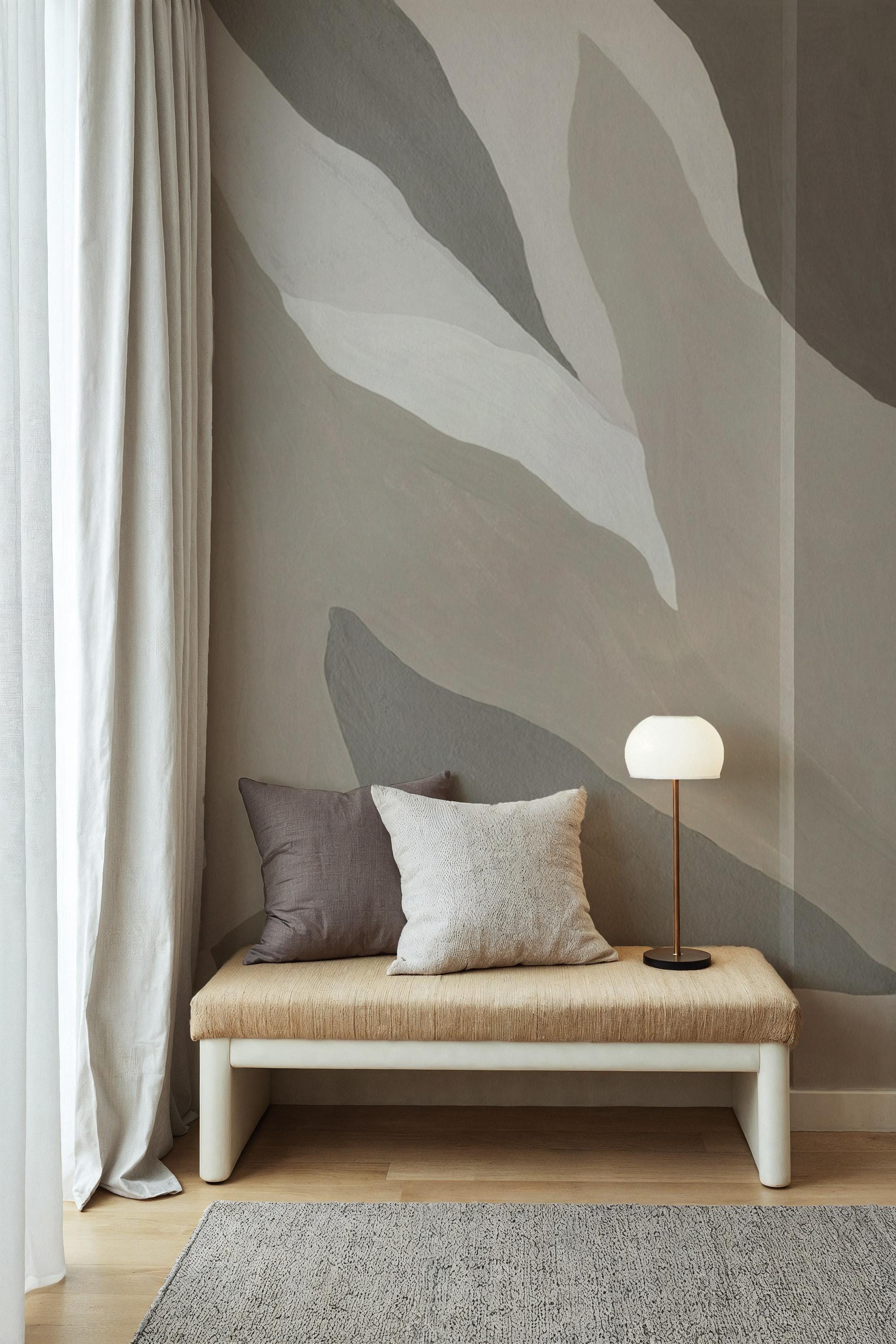 Neutral Abstract Modern Wallpaper: Peel and Stick Wall Mural - View 4
