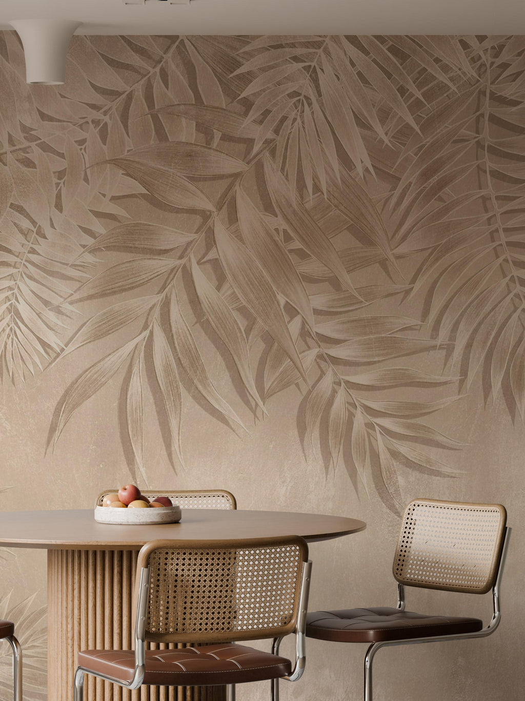 Beige Tropical Leaf Wallpaper: Peel and Stick Wall Mural - View 3