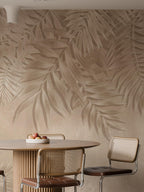 Beige Tropical Leaf Wallpaper: Peel and Stick Wall Mural - View 3