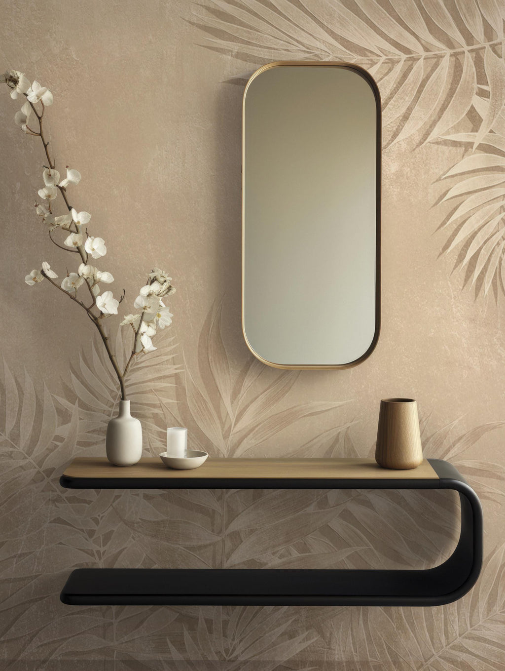Beige Tropical Leaf Wallpaper: Peel and Stick Wall Mural - View 4