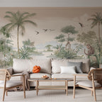 Tropical Jungle Landscape Walpaper: Peel and Stick Wall Mural - View 4
