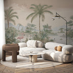 Tropical Jungle Landscape Walpaper: Peel and Stick Wall Mural - View 2