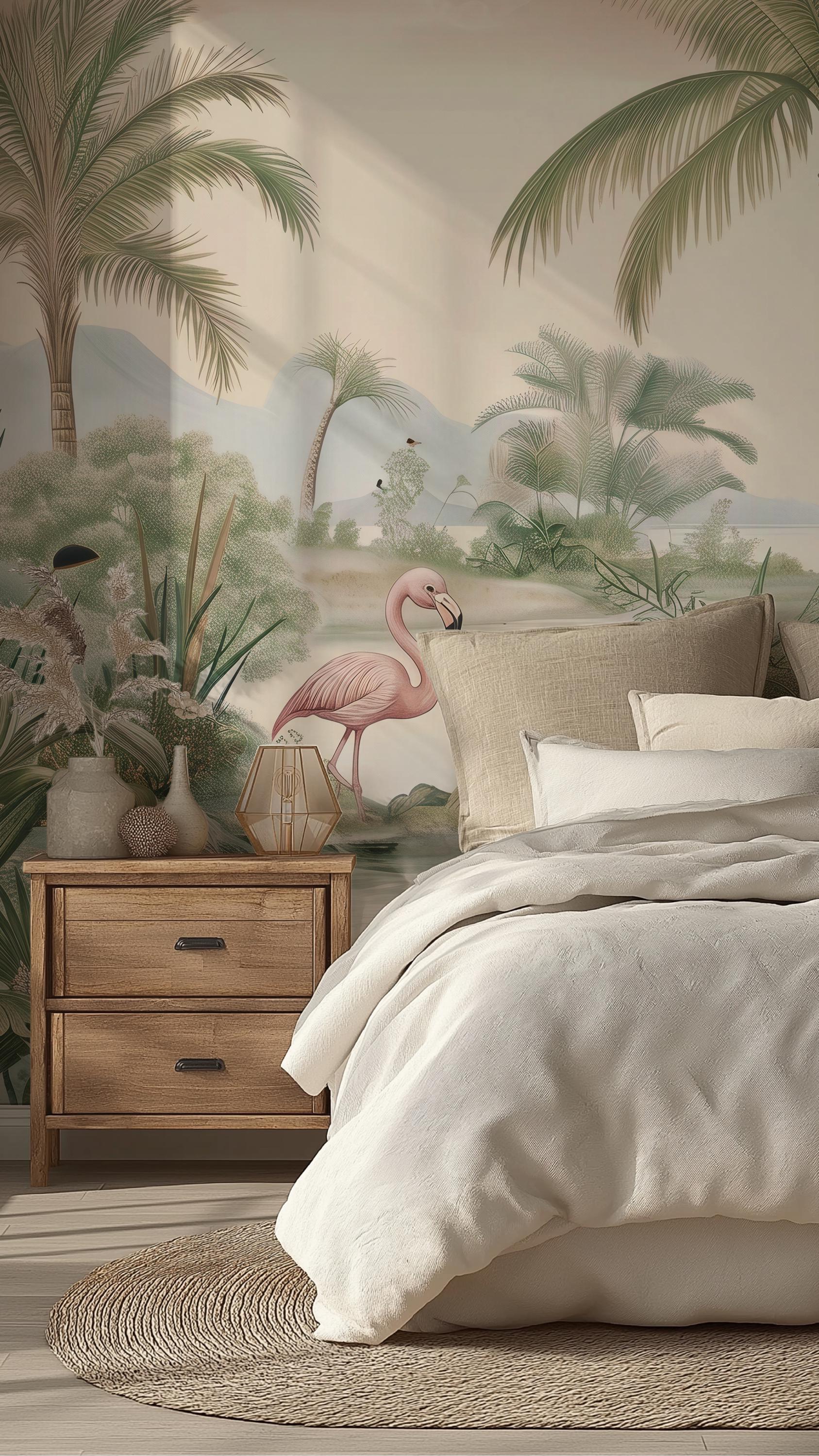 Tropical Jungle Landscape Walpaper: Peel and Stick Wall Mural - View 3