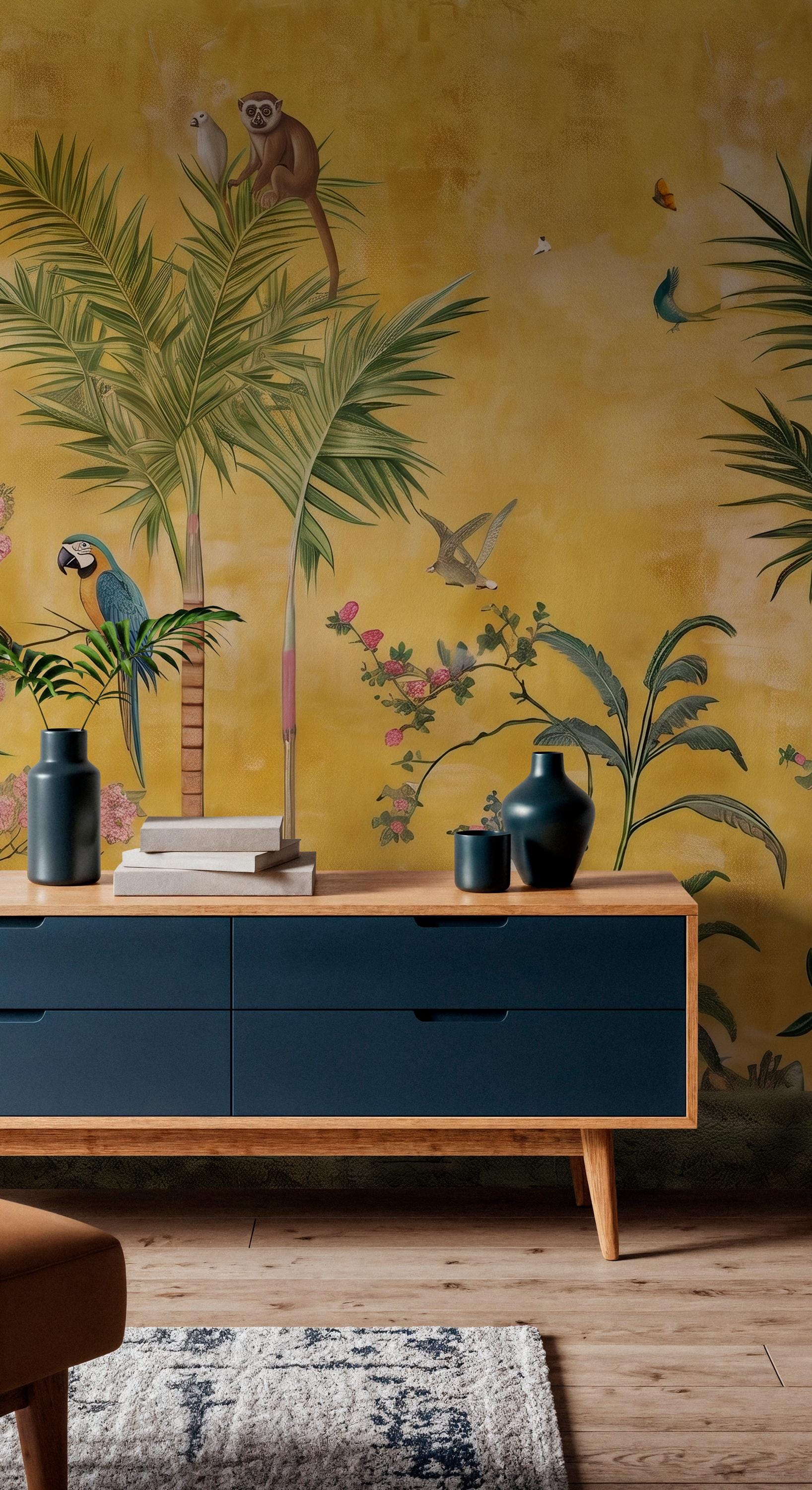 Tropical Jungle Animals Wallpaper: Peel and Stick Wall Mural - View 8