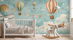 Vintage Hot Air Balloon Wallpaper: Peel and Stick Wall Mural - View 3