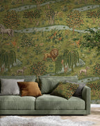 Medieval Tapestry Wallpaper, Antique Lion and Horse Mural Peel And Stick - View 4