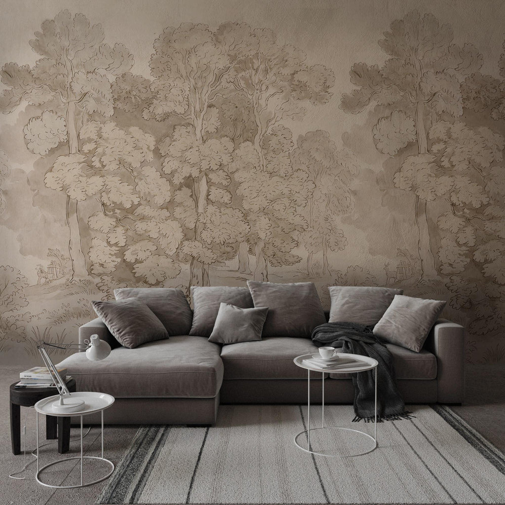 Vintage Woodland Forest Wallpaper: Peel and Stick Wall Mural - View 4