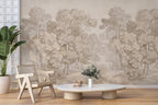 Vintage Woodland Forest Wallpaper: Peel and Stick Wall Mural - View 3